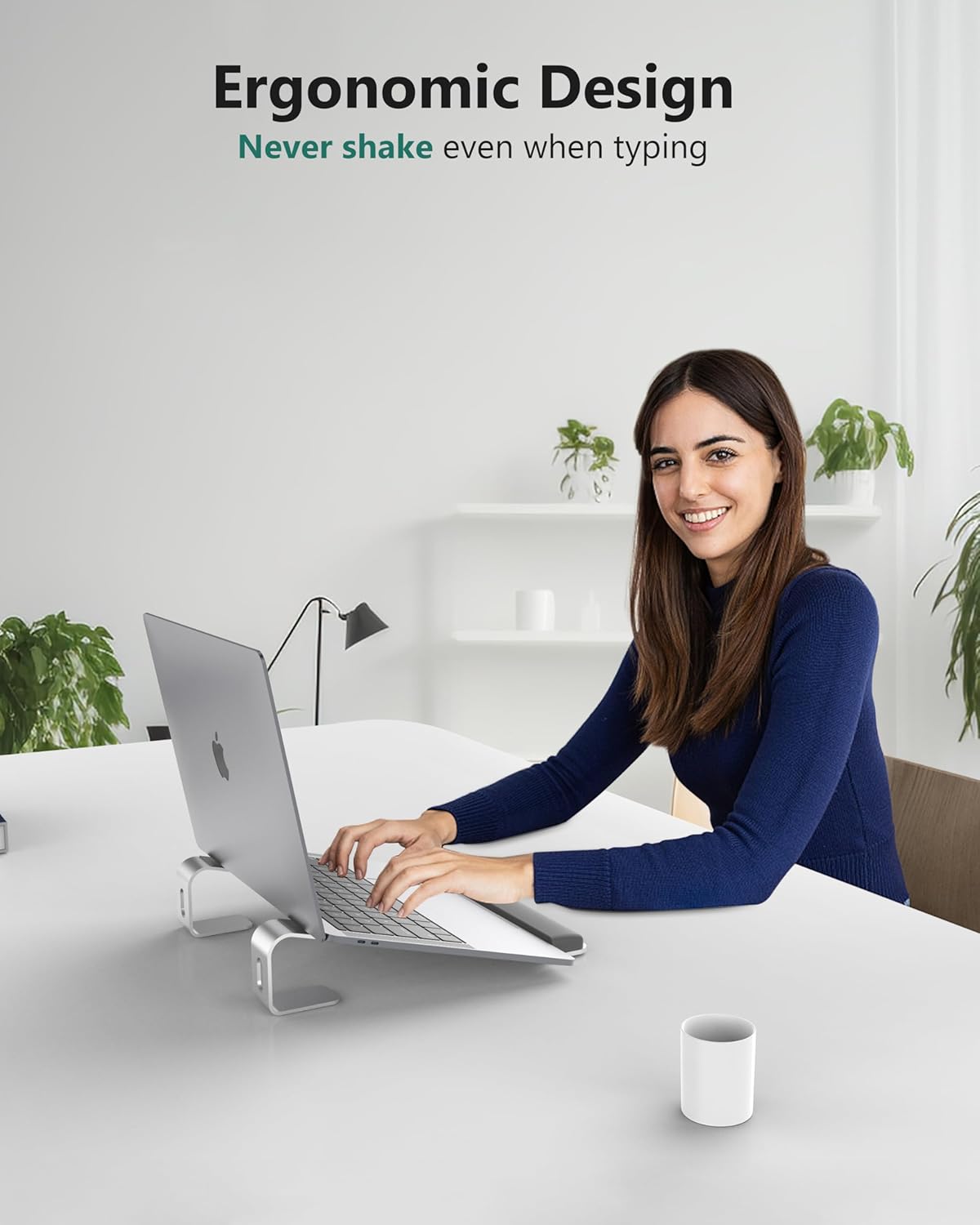 Laptop Stand for Desk, Aluminum Computer Riser with Wrist Rest Pad, Detachable Laptop Mount, Heavy Stable Laptops Holder for MacBook Air Pro, Dell, HP, 10 to 17 Inches Notebooks, Silver - Image 5