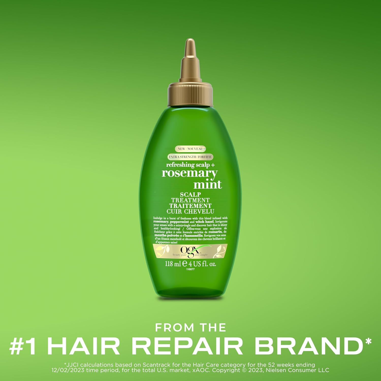 OGX Extra Strength Refreshing Scalp + Rosemary Mint, Refreshing to Help Remove Scalp Buildup, Minty Leave-In Dry for Shiny Hair, 4 fl. Oz - Image 3
