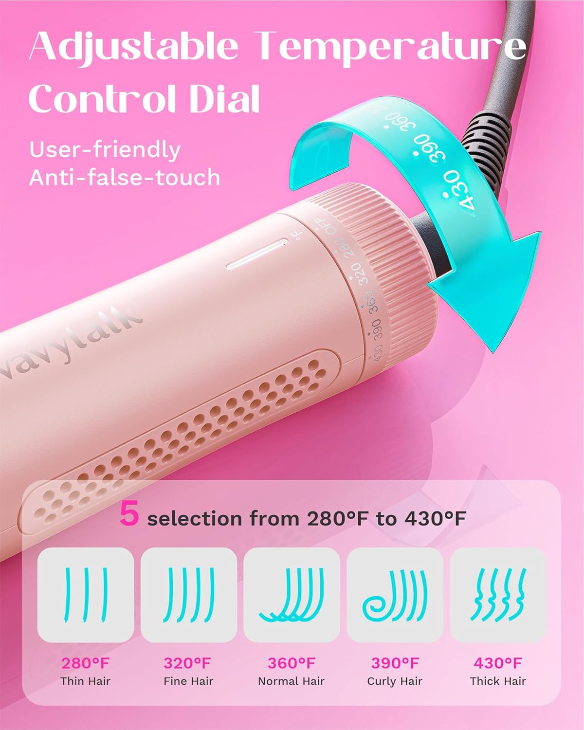 Wavytalk Thermal Brush, 1.5 inch Heated Round Brush for Blowout Look and Wavytalk 1 Inch Curling Iron, Airflow Styler with 360° Cooling Air - Image 9