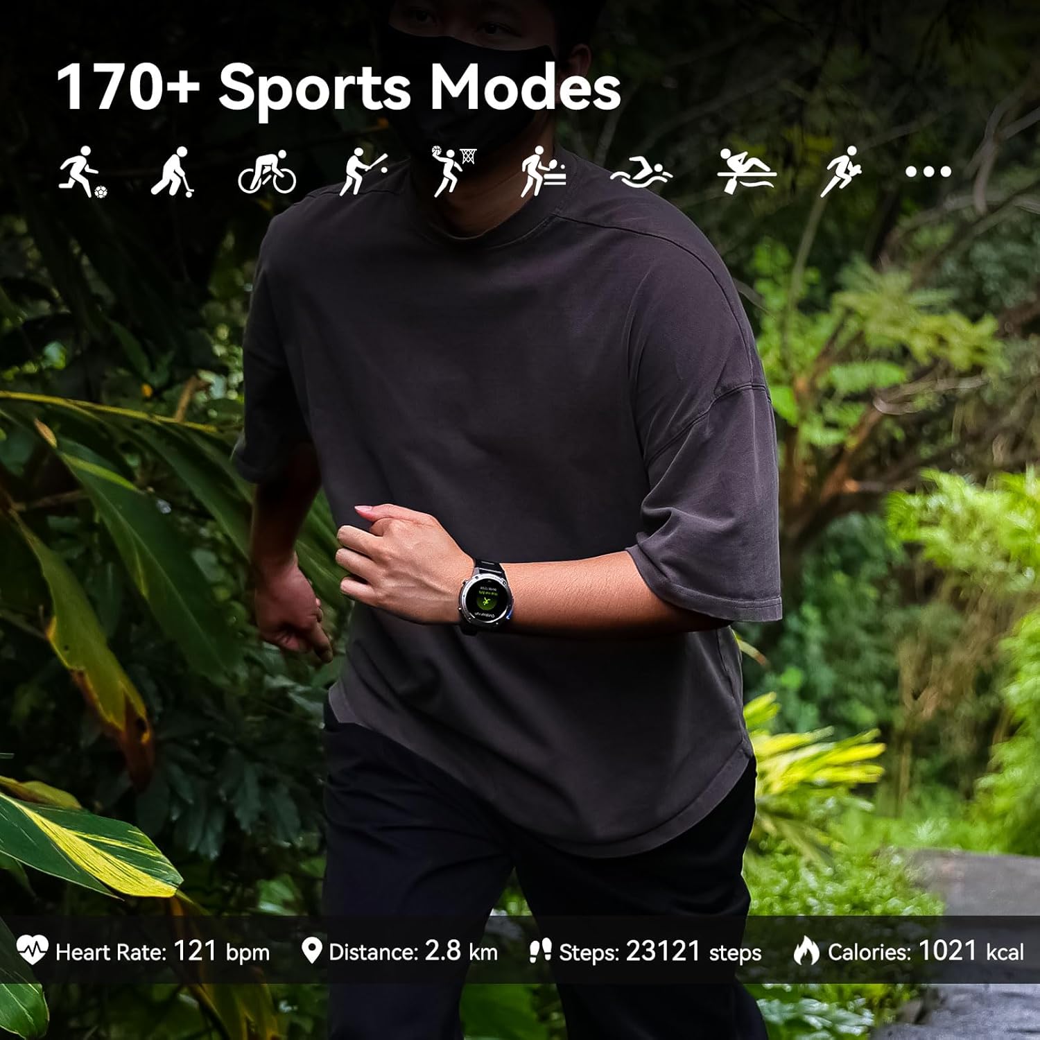 Military Smart Watch for Men GPS 6 Satellite Positioning Compass 164 Feet Water-Resistant for Swimming 500mAh Battery Make Answer Call Rugged Metal Body Smartwatch 1.43" AMOLED Always On Display Watch - Image 9