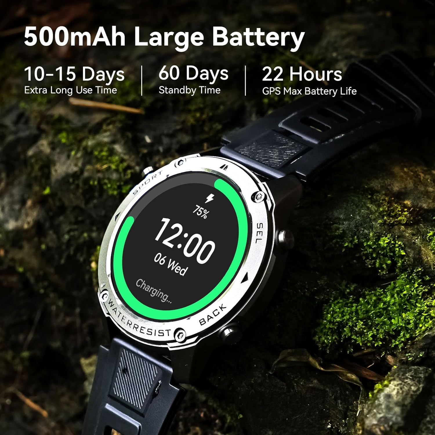 Military Smart Watch for Men GPS 6 Satellite Positioning Compass 164 Feet Water-Resistant for Swimming 500mAh Battery Make Answer Call Rugged Metal Body Smartwatch 1.43" AMOLED Always On Display Watch - Image 7