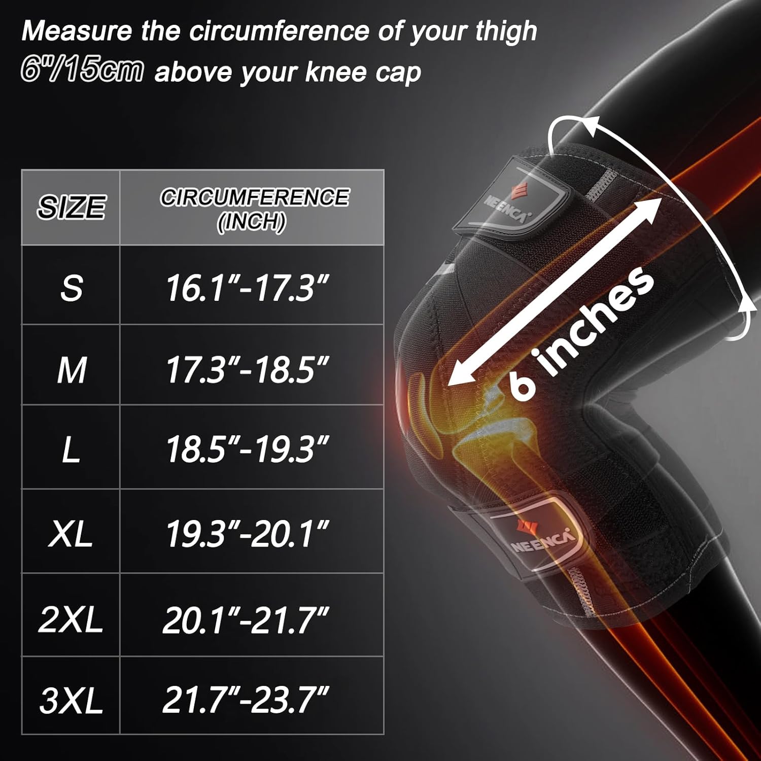 NEENCA Professional Knee Brace for Knee Pain, Knee Support with Side Spring Stabilizers, Stability and Support for Arthritis, Meniscus Tear, ACL,PCL, Runner, Sports, Knee Pain Relief- FSA/HSA Approved - Image 6