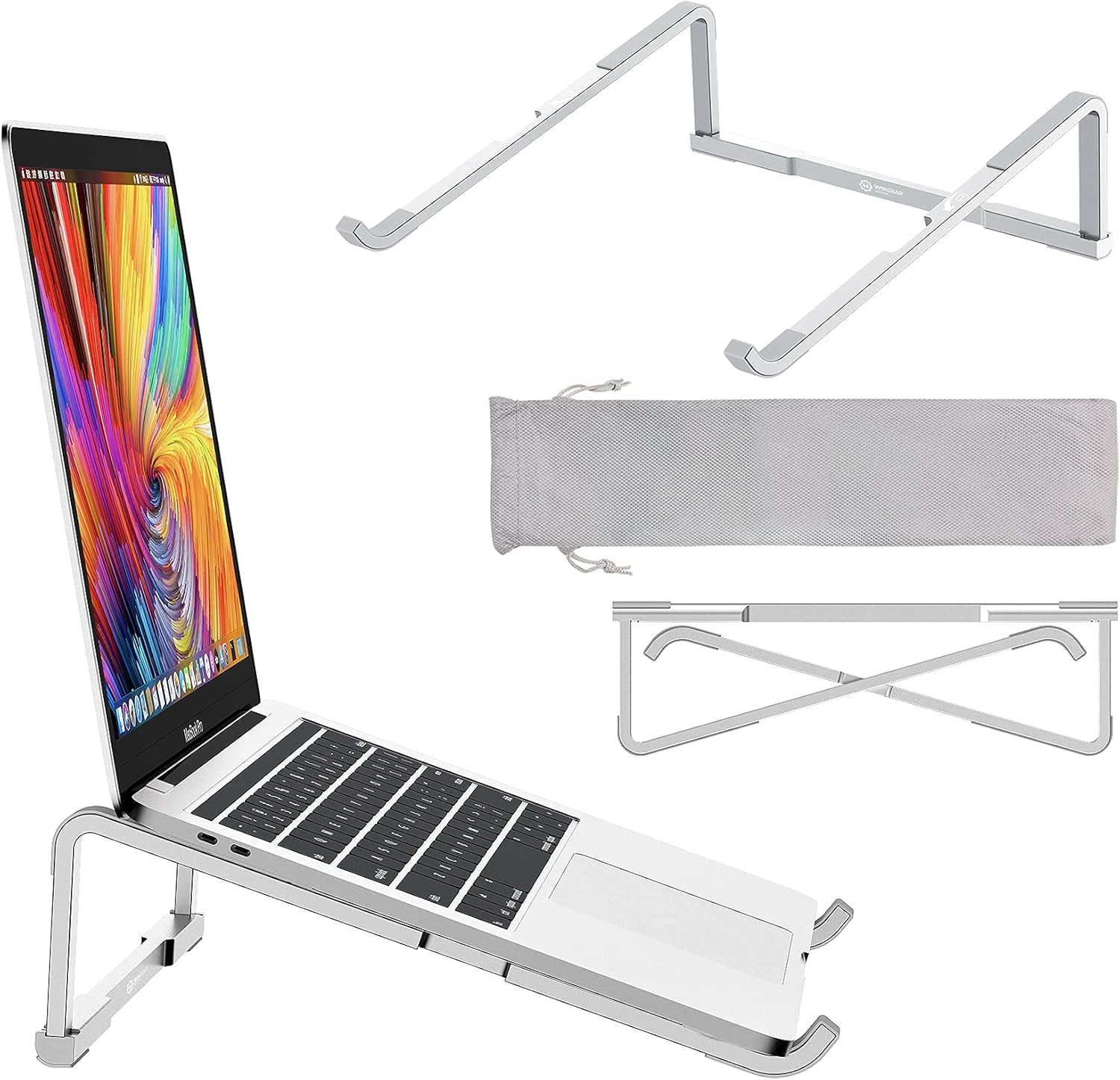 WixGear Laptop Stand for Desk Adjustable Foldable Lightweight Aluminum Laptop Holder Riser, Flat Folding for Storage/Travel - Image 8