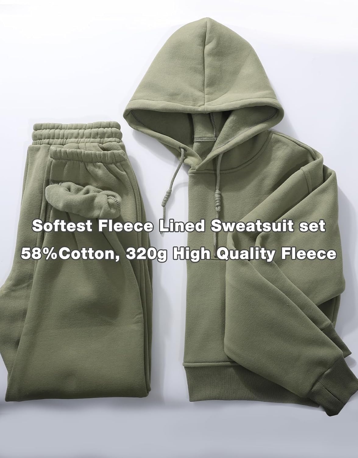 Flygo Womens Fleece 2 Piece Outfits Sweatsuit Crop Pullover Sweatshirt Joggers Pants Tracksuit Set - Image 3