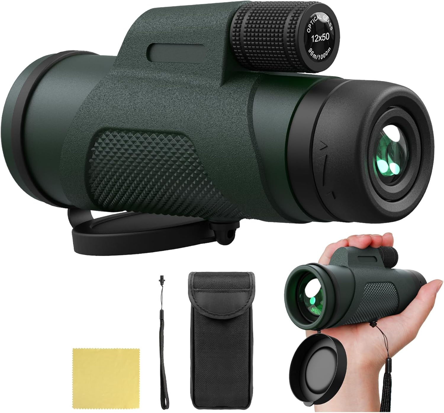 12x50 Monocular Telescope for Adults, High Powered Monoculars Compact Scope Portable Handheld Telescope with BAK-4 Prism FMC Lens for Bird Watching Hiking Camping Hunting Travel - Image 8