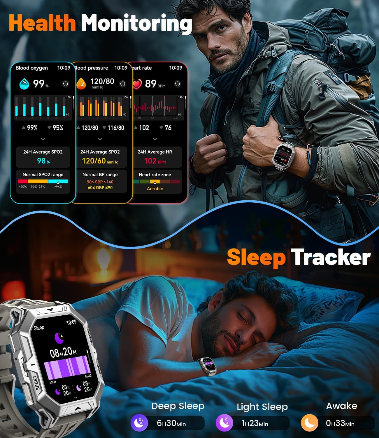 LIGE Military Smart Watches for Men(Answer/Make Calls),100-Day Battery Life,2.13" AMOLED Outdoor Sports Smartwatch with Compass,Heart Rate/Sleep Monitor Fitness Tracker for Android iOS,Sliver - Image 5