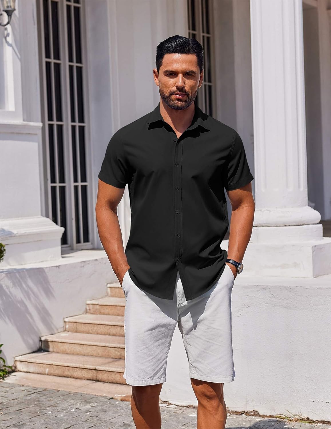 COOFANDY Men's Button Down Shirt Short Sleeve Casual Shirt for Men Summer Business Casual Dress Shirt - Image 5