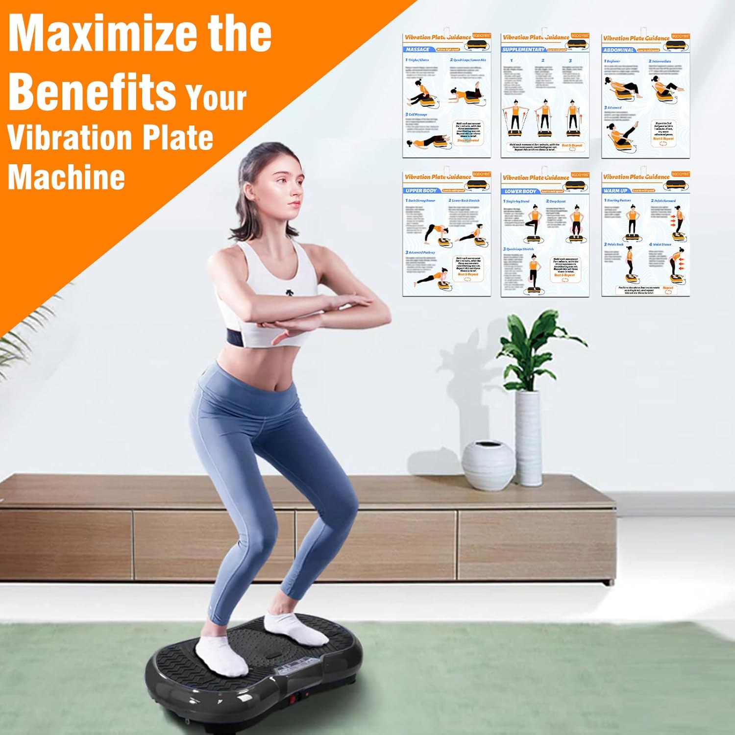 Vibration Plate Exercise Machine Poster - 6 Workout Guidance & 2 Pcs Planner, Comprehensive Whole Body Wave Vibrating Workout Chart - Image 4