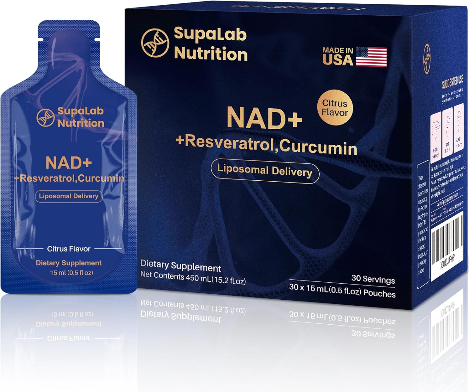 Liposomal NAD+ Supplement with Resveratrol, Anti-Aging, Energy Boost & Cellular Health Support, 15.2 fl. oz NAD Liquid for Men & Women (30 Pouch) - Image 2
