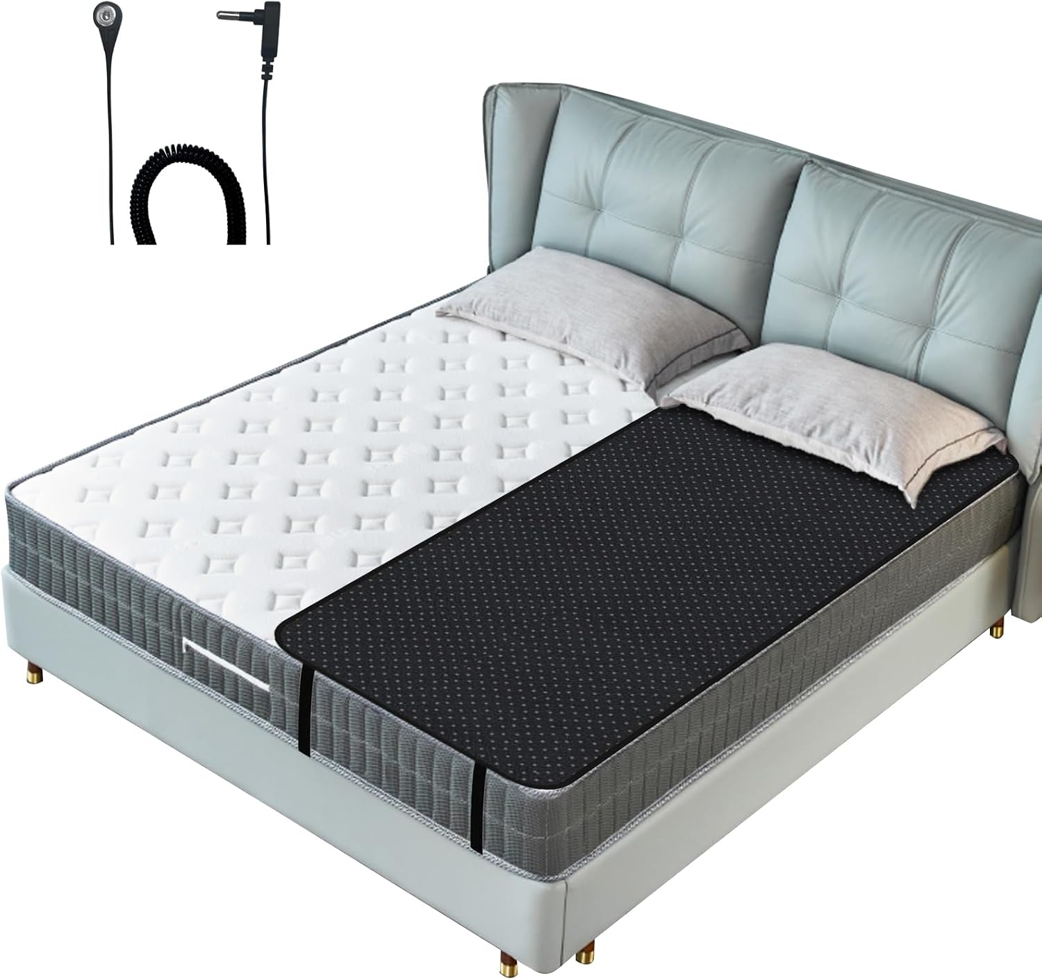 Grounding Mat for Bed, Grounding Mattress Cover for Improving Sleep, Sleep Pad, Earth Mat Carbon Leatherette Therapy (27" x 78") - Image 2