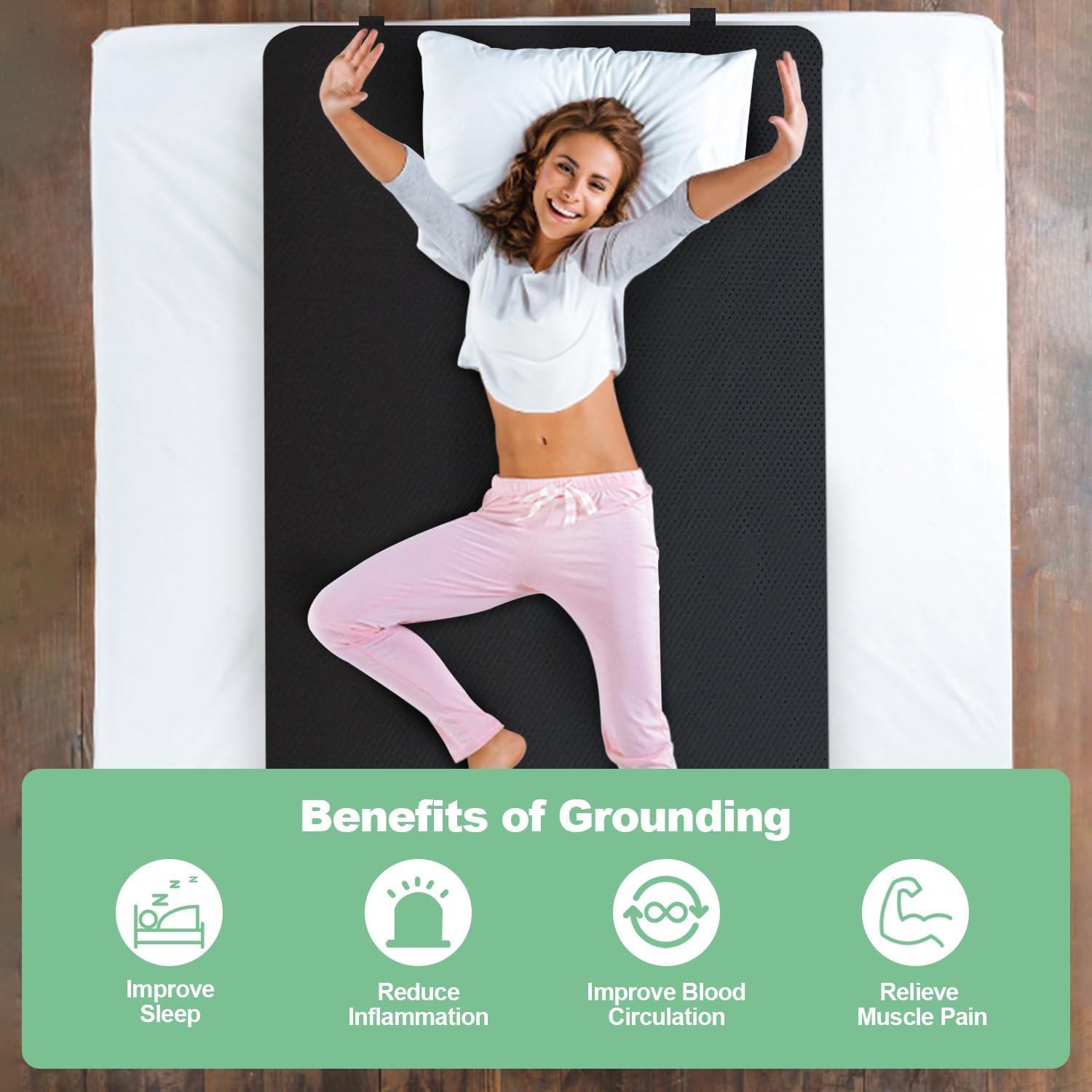 Grounding Mat, Breathable Grounding Mats Plus Grounding Cord Grounding Sheet for Better Sleep, Reduce Stress Grounding Pad (27"x71"Half Size) - Image 9