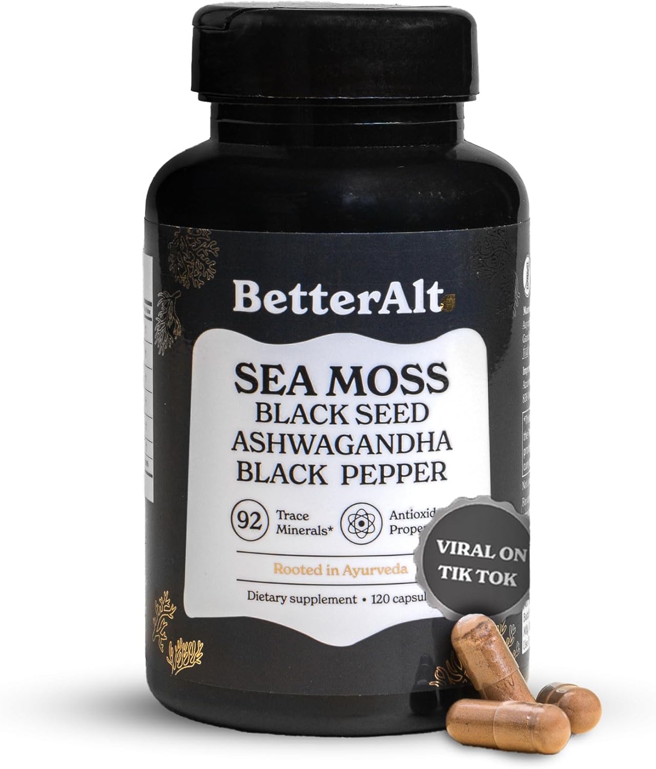 Seamoss Capsules- Irish Sea Moss with Black Seed Oil, Ashwagandha & Black Pepper for Stamina, Strength & Endurance- High Potency Sea Moss Supplement - 60 Servings, 120 Capsule - Image 2