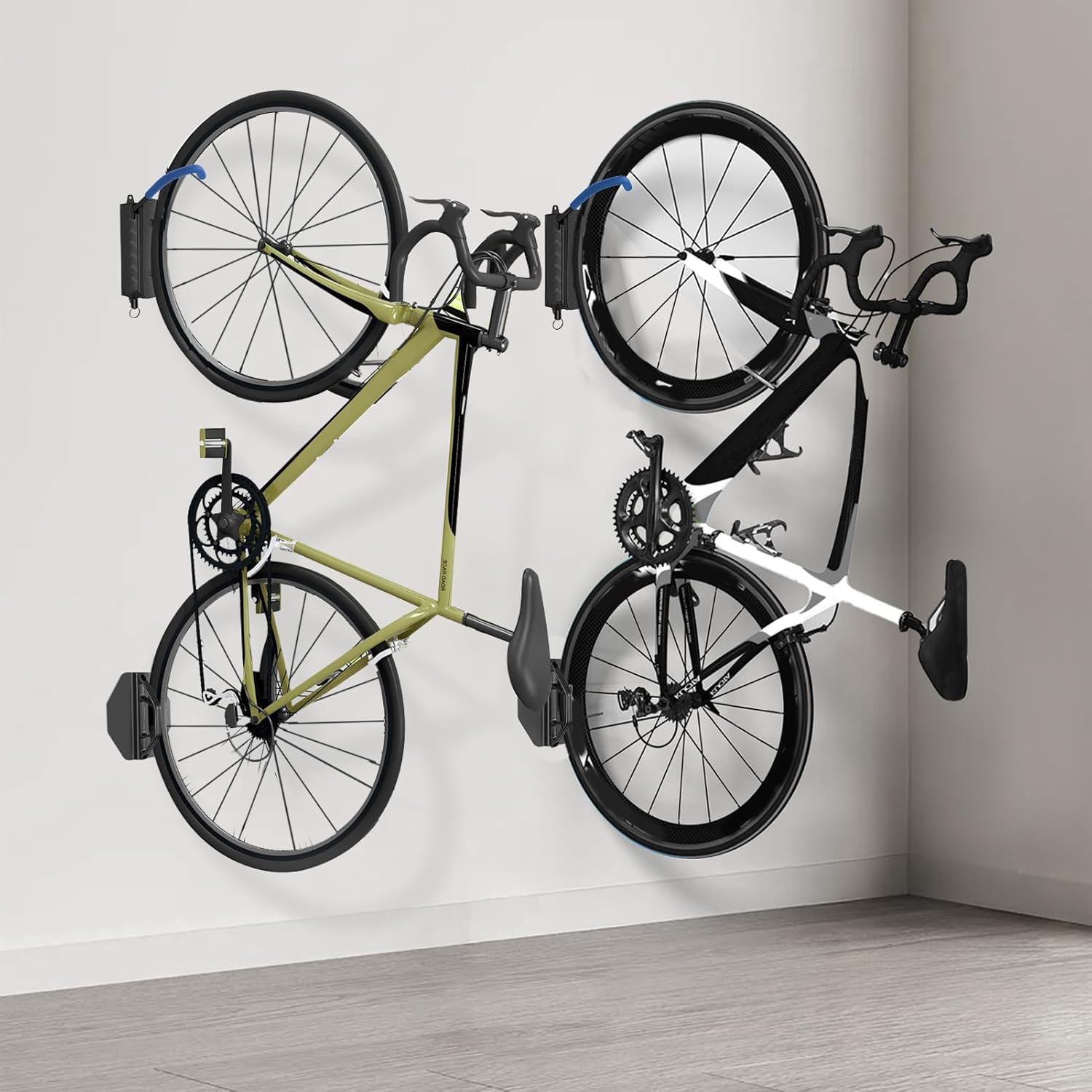Bike Wall Mount, Swivel Bike Rack Garage, Space-Saving Bike Hooks & Hangers for Garage, Vertical Garage Bike Rack Wall Mount for Storage, Bike Hanger Can Hold Up to 70 Lbs Blue (2 Pack) - Image 2