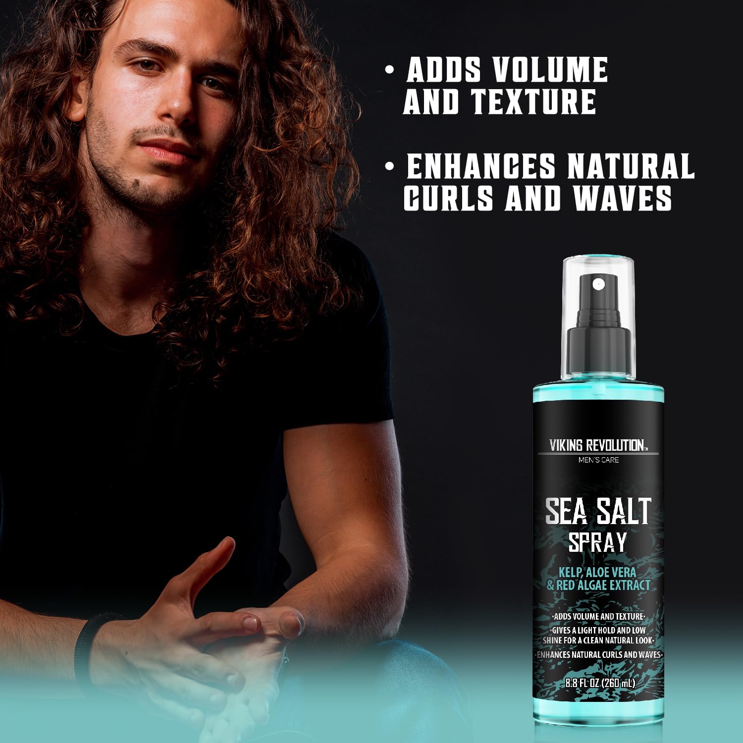 Viking Revolution Sea Salt Spray for Hair Men - Hair Texturizing Spray with Kelp, Aloe Vera and Red Algae Extract - Surf Spray to Add Volume and Texture Sea Salt Spray for Men Beach Hair Spray - 8.8oz - Image 3