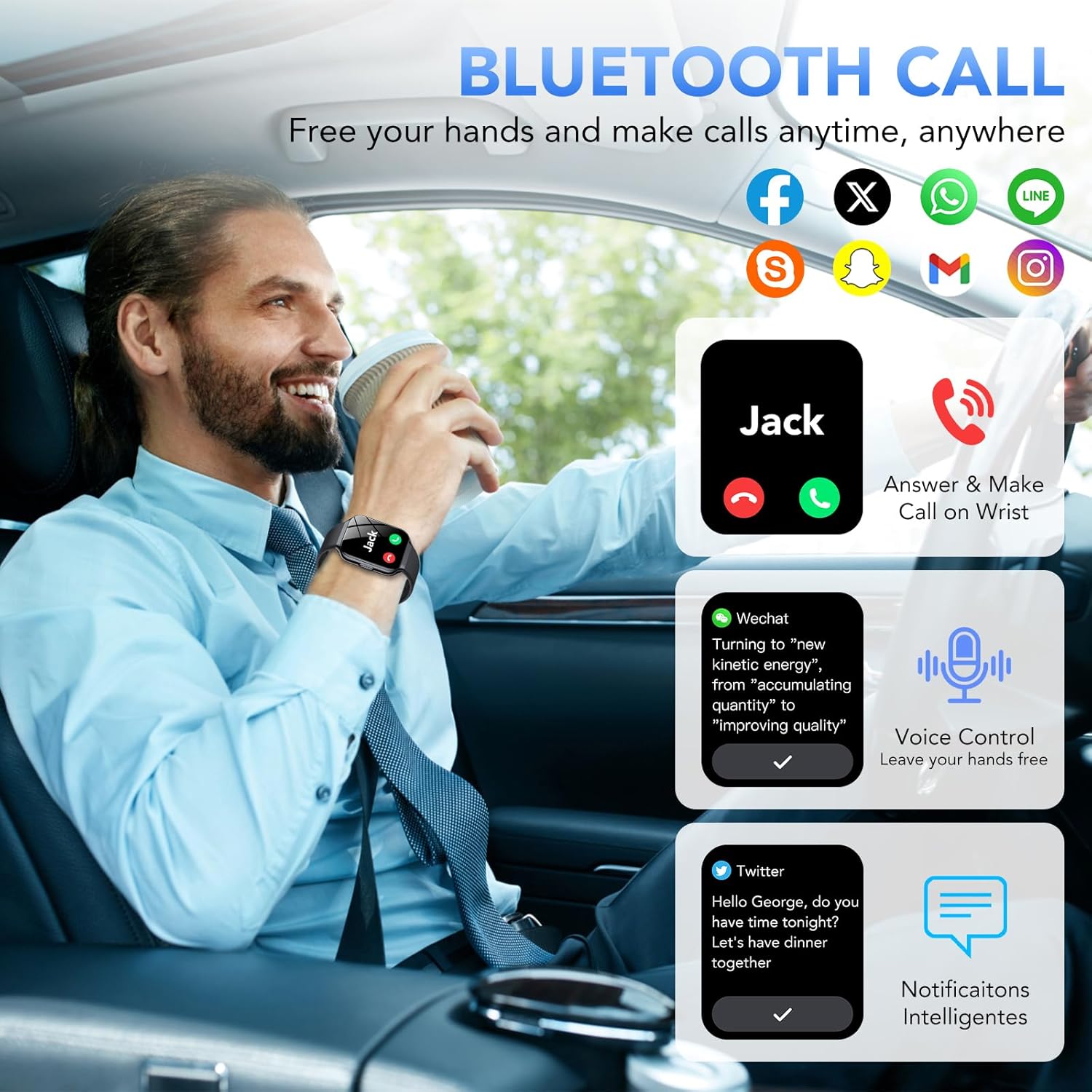 Smart Watch for Men Women, 1.96" Smartwatch (Answer/Make Call), IP68 Waterproof Fitness Tracker, 112+ Sport Modes Smartwatches for Android iOS, Black - Image 4