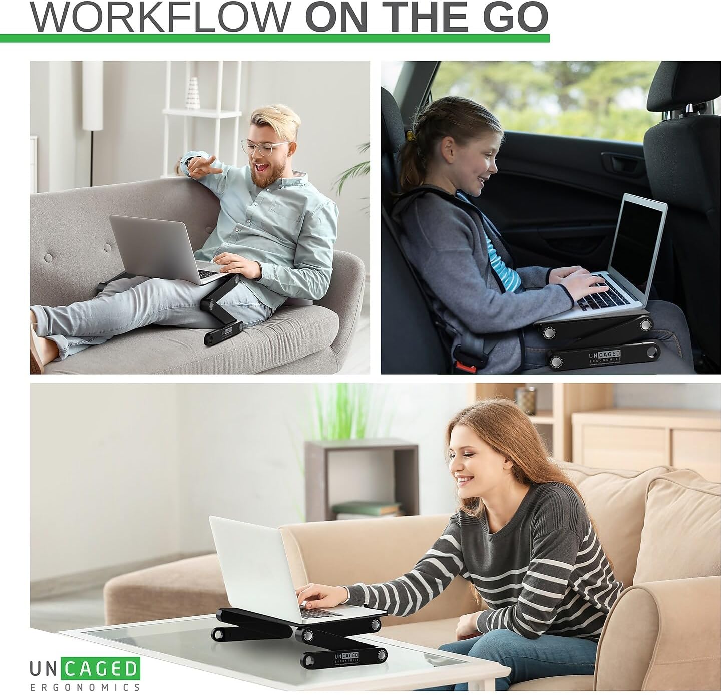 WorkEZ Adjustable Laptop Stand for Desk, Adjustable Height Laptop Stand, Ergonomic Foldable Portable PC Holder, Computer Riser, Home Office Supplies - Image 4