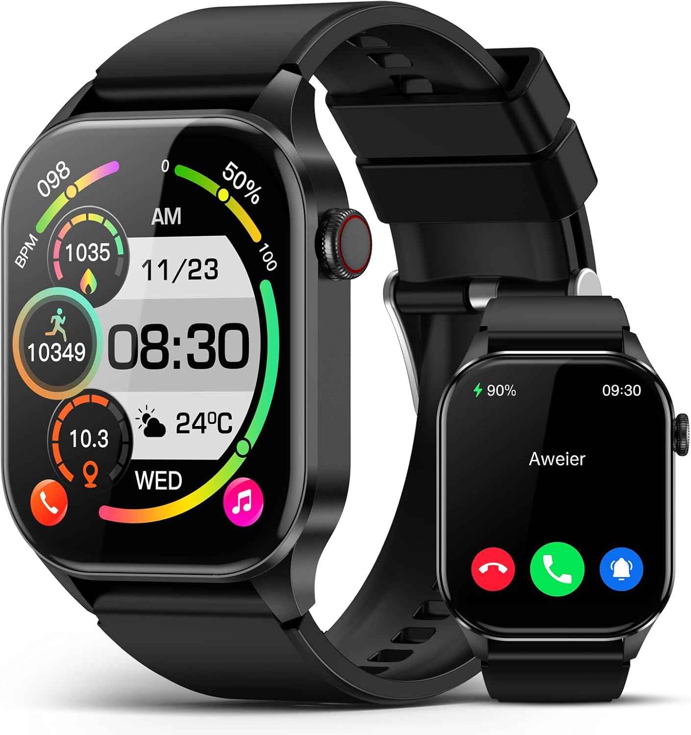 Smart Watch, Infrared True Blood Oxygen Monitor, 2.04-inch AMOLED Display, Heart Rate Sleep Blood Pressure, 136+ Sports Modes, IP68 Waterproof Fitness Tracker, Compatible with Android and iOS - Image 2