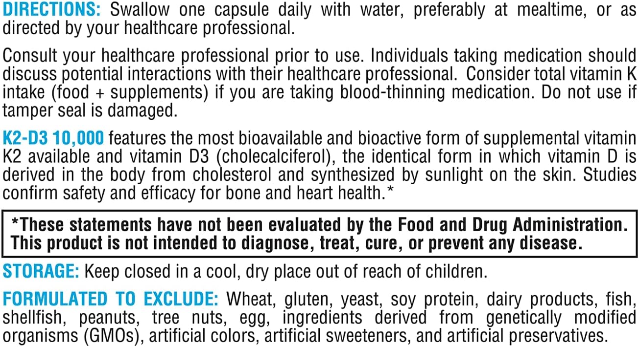 XYMOGEN K2-D3 10000 - Vitamin D3 K2 - Bioavailable Vitamin D 10,000 IU (Cholecalciferol) with Vitamin MK-7 - Heart, Arterial, Bone Health + Immune Support Supplement (60 Capsules) - Image 7