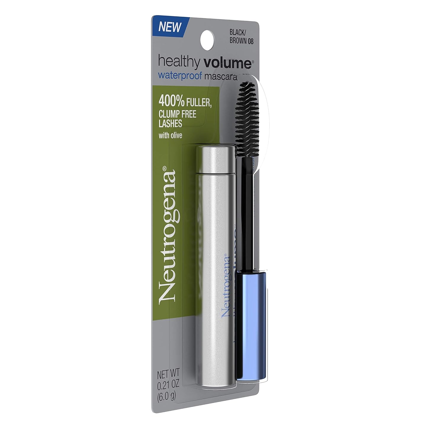 Neutrogena Healthy Volume Lash-Plumping Waterproof Mascara, Volumizing and Conditioning Mascara with Olive Oil to Build Fuller Lashes, Clump-, Smudge- and Flake-Free, Black/Brown 08, 0.21 oz - Image 12