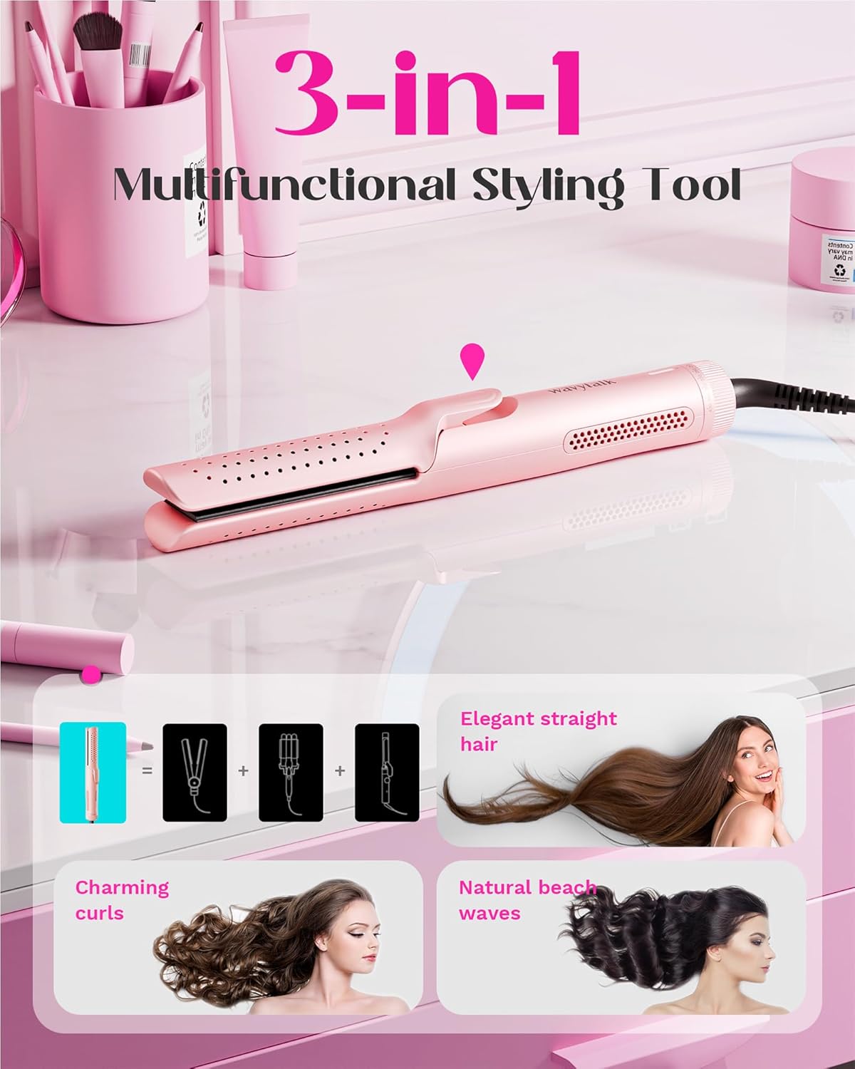 Wavytalk Thermal Brush, 1.5 inch Heated Round Brush for Blowout Look and Wavytalk 1 Inch Curling Iron, Airflow Styler with 360° Cooling Air - Image 8