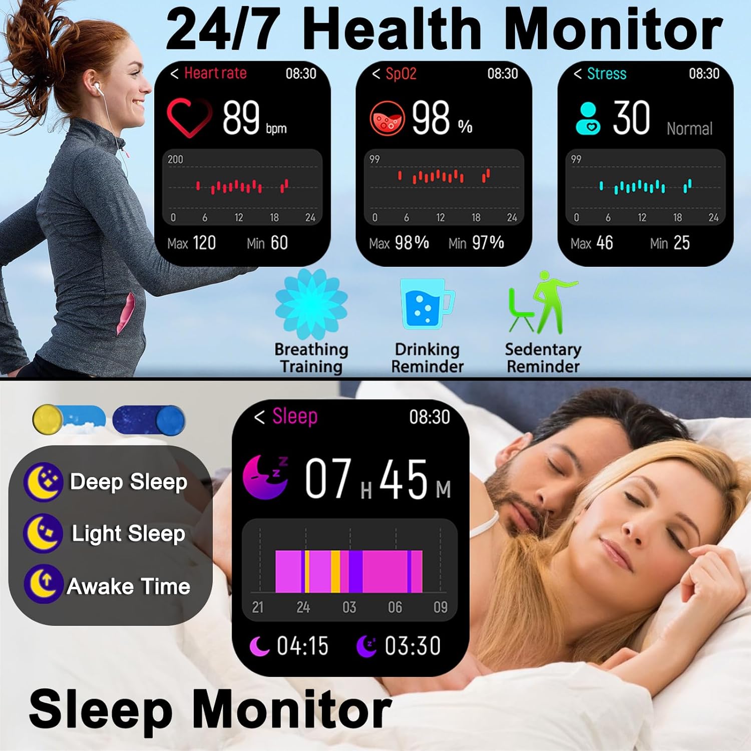 Smart Watch for Women(Answer/Make Call), 1.85" HD Smartwatch, Fitness Tracker with 100+ Sport Modes, IP68 Waterproof, Heart Rate/Sleep/Spo2 Monitor, Activity Tracker for Android and iPhone - Image 4