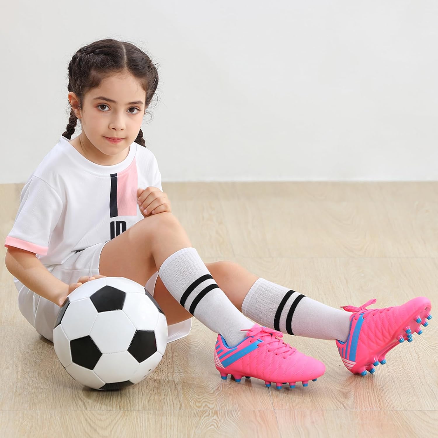 brooman Kids Athletic Soccer Cleats Boys Girls Outdoor Firm Ground Football Shoes - Image 3