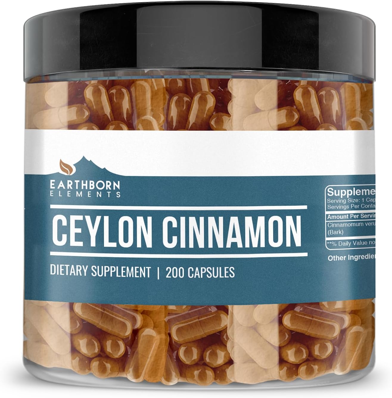 Earthborn Elements Ceylon Cinnamon 200 Capsules, Pure & Undiluted, No Additives - Image 2
