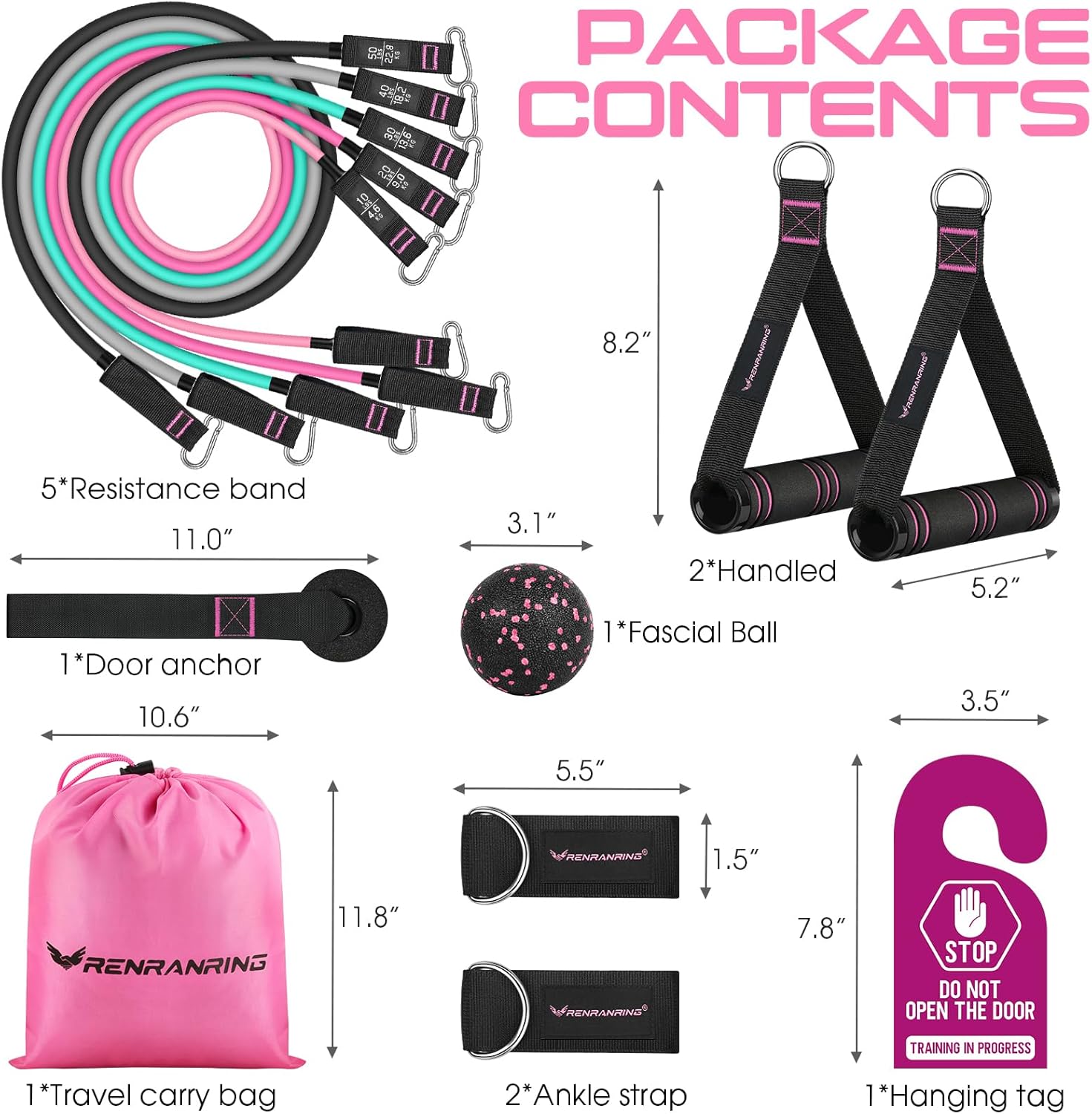RENRANRING Resistance Bands for Working Out, 150LBS Exercise Bands, Workout Bands, Resistance Bands Set with Handles for Men Women, Legs Ankle Straps for Muscle Training - Image 5