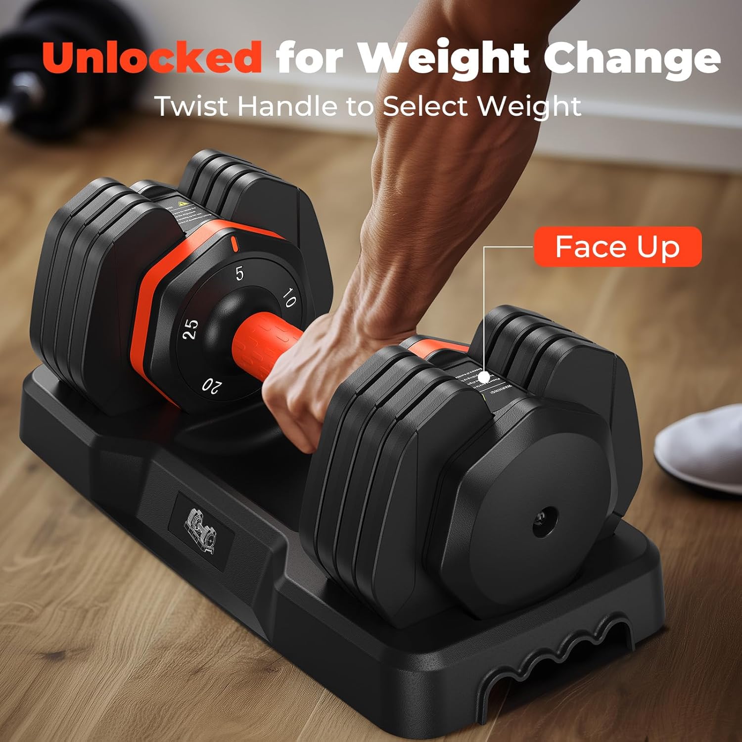Adjustable Dumbbells Set, Adjustable Weights15/25/35/45/55lbs,Adjustable Dumbbell Pair 110LBS Exercise Fitness Fast Adjust Hex Weight for Full Body Workout Fitness Adjustable dumbbell set 2 - Image 6