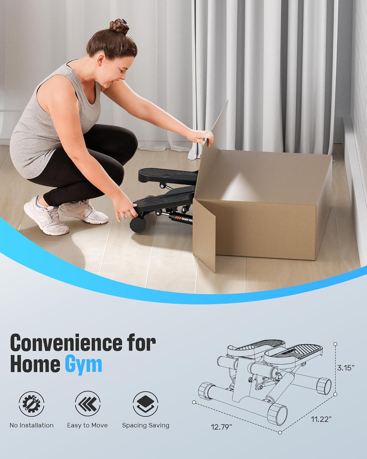 Sportsroyals Stair Stepper for Exercises-Twist/Mini Stepper with Resistance Bands and 330lbs Weight Capacity - Image 6