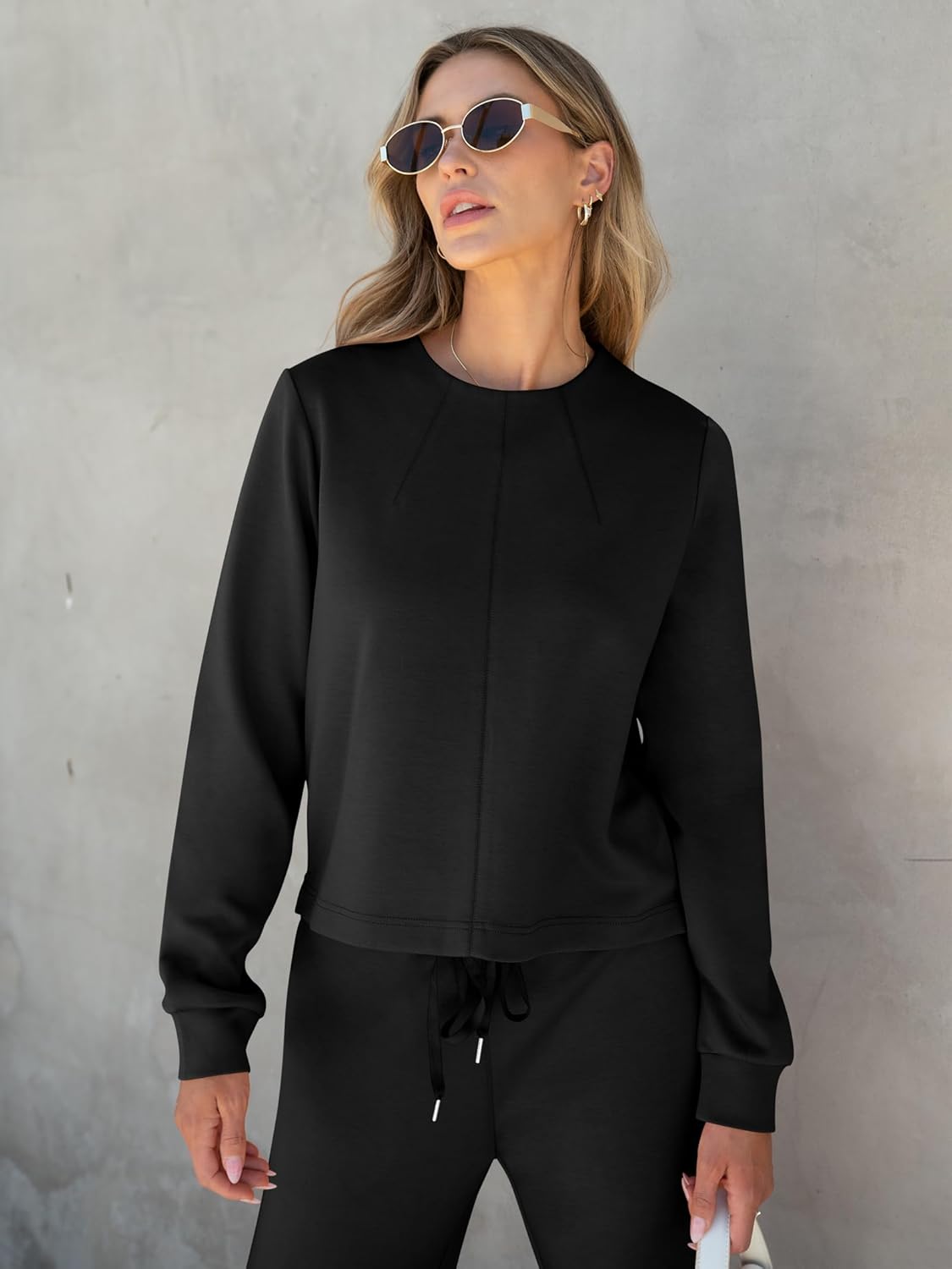 ANRABESS Women 2 Piece Outfits Lounge Sets 2024 Fall Crewneck Sweatshirts Wide Leg Pants Sweatsuit Set Tracksuit - Image 7