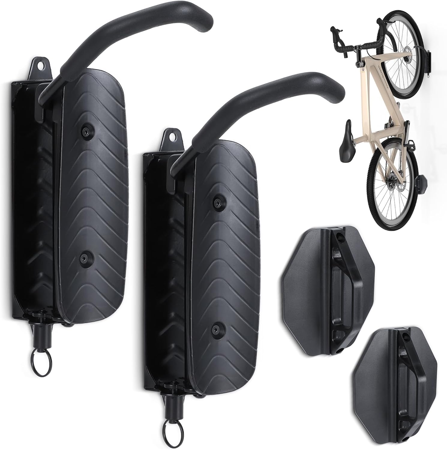 2 Pack Swivel Bike Wall Mount,Bike Hanger for Garage,Wall Mount Bike Rack,Vertical Bike Rack Holds Up to 66 lbs,Space Saving Sturdy Wall Bike Rack, Black - Image 2