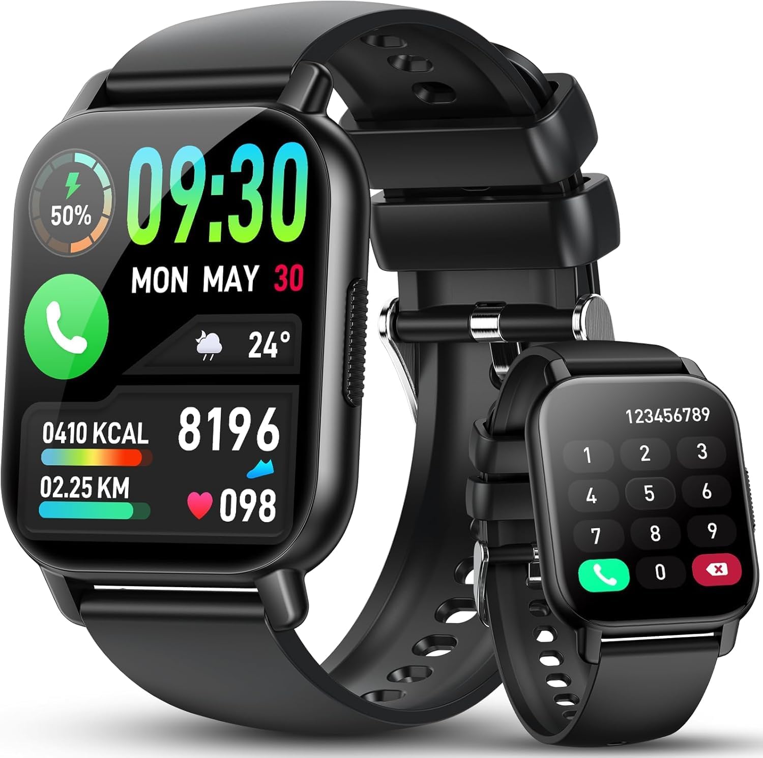 Smart Watch for Men Women with Bluetooth Call/Message Reminder, Fitness Watch 1.85" Touch Screen, Watch Heart Rate/Sleep/Spo2/Calories/Steps Monitor, 112+ Sport Mode, Activity Tracker for Android/iOS - Image 2