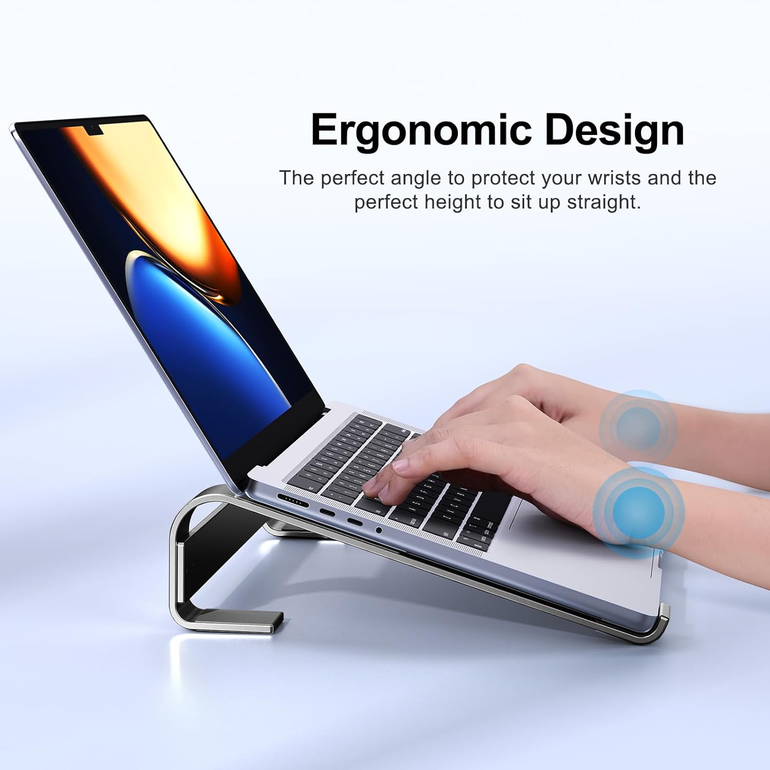 Laptop Stand for Desk, Aluminum Laptop Riser, Ergonomic Computer Stand for Laptop, Laptop Cooling Stand Compatible with for MacBook Pro/Air, Dell, HP, Lenovo, 10-17.3'', Black - Image 3