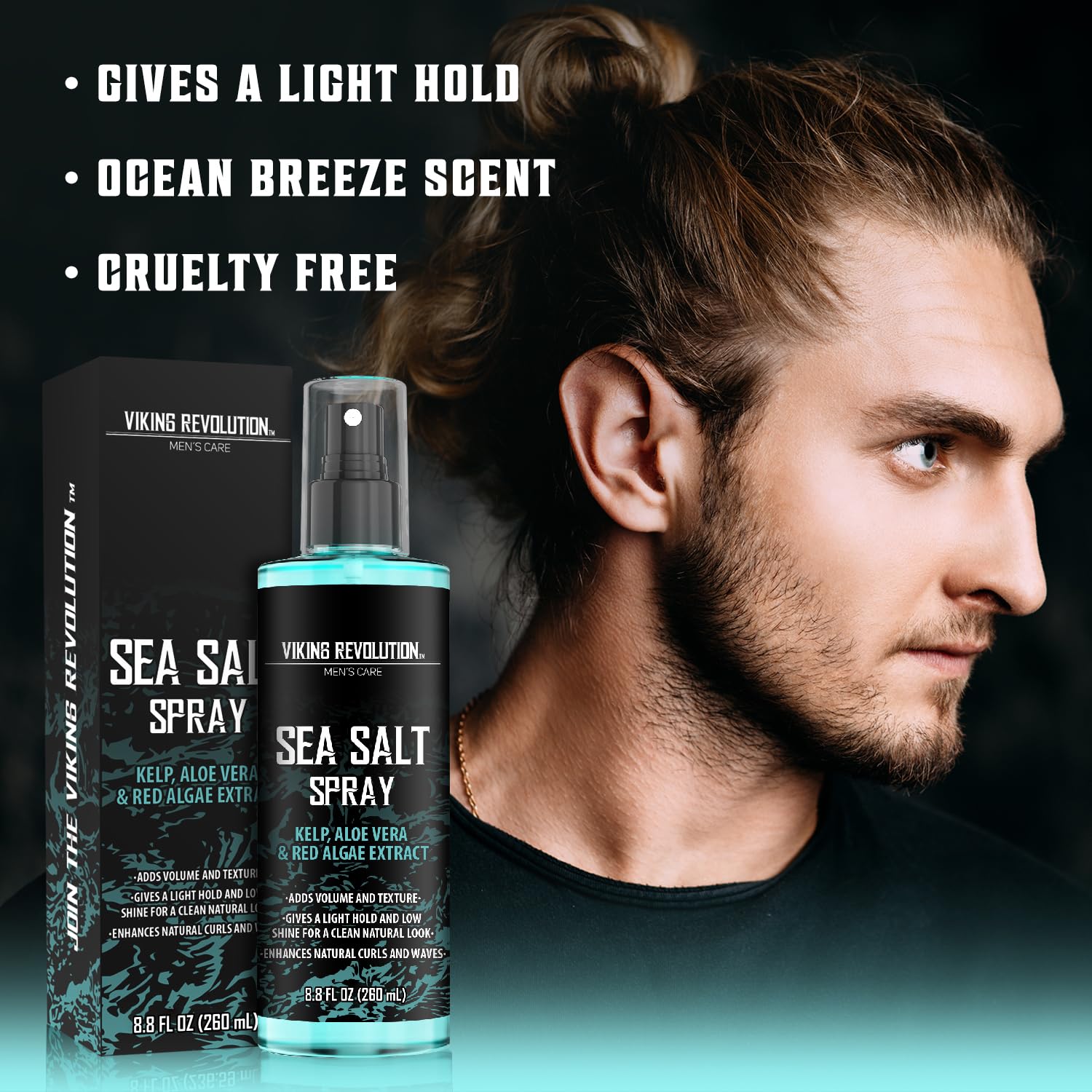 Viking Revolution Sea Salt Spray for Hair Men - Hair Texturizing Spray with Kelp, Aloe Vera and Red Algae Extract - Surf Spray to Add Volume and Texture Sea Salt Spray for Men Beach Hair Spray - 8.8oz - Image 9