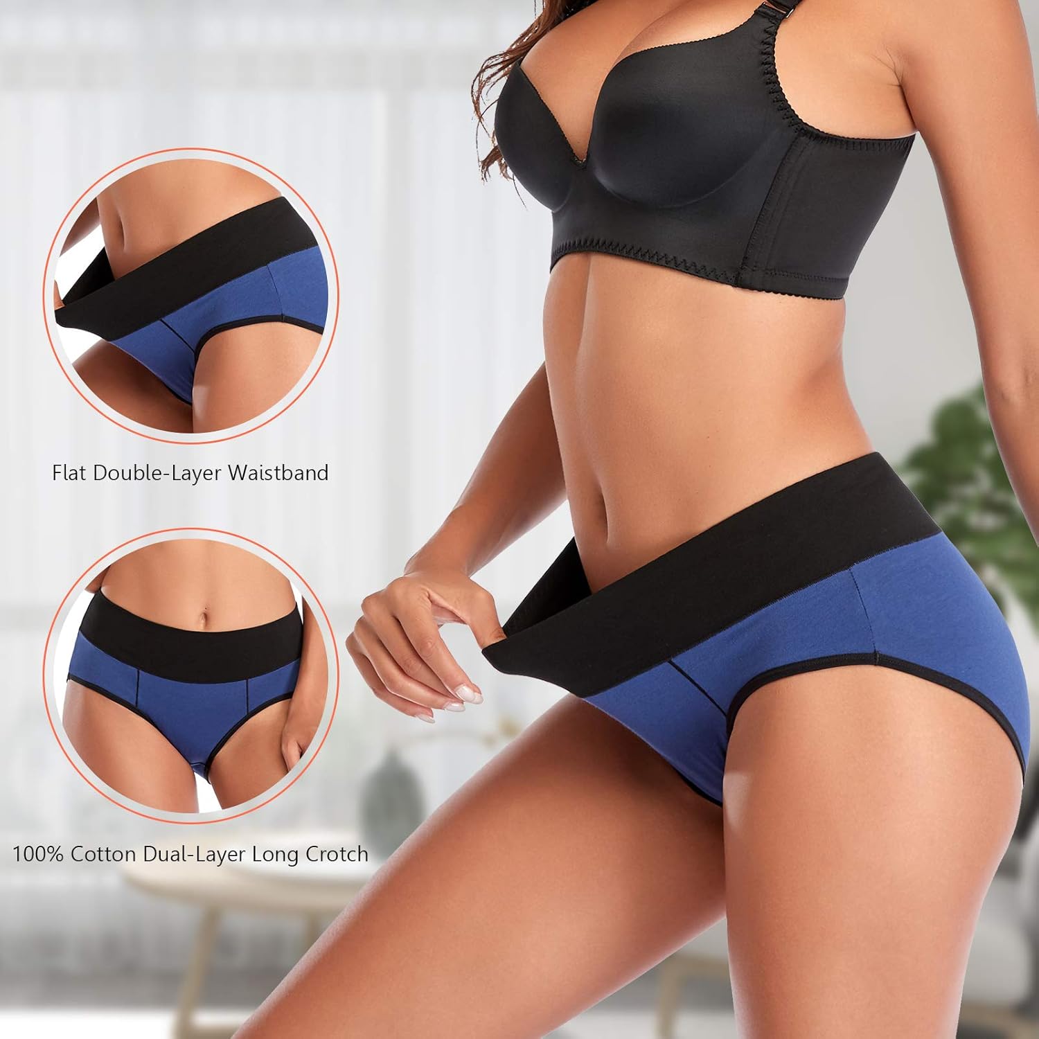 Eiggam Underwear for Women Cotton High Waist Panties Full Coverage Briefs Soft Strech Ladies Breathable Panties-Multi Pack - Image 5