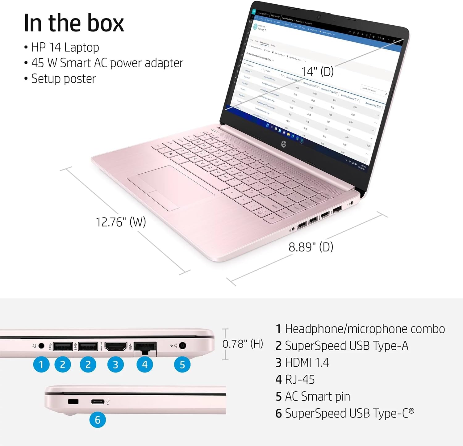 HP Portable Laptop (Include 1 Year Microsoft 365), 14’’ HD Display, 16GB RAM, 64GB eMMC, Intel Quad-Core N4120, Student and Business, Webcam, HDMI, Wi-Fi, RJ-45, Windows 11 Home, Pink - Image 4