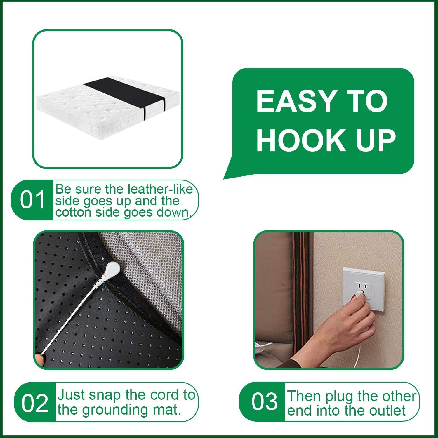 Grounding Mat, Grounding Therapy Sleep Pad Grounding Mat Grounding Conductive Carbon Leatherette for Better Sleep, Relieve Pain (27''x 71'') - Image 7