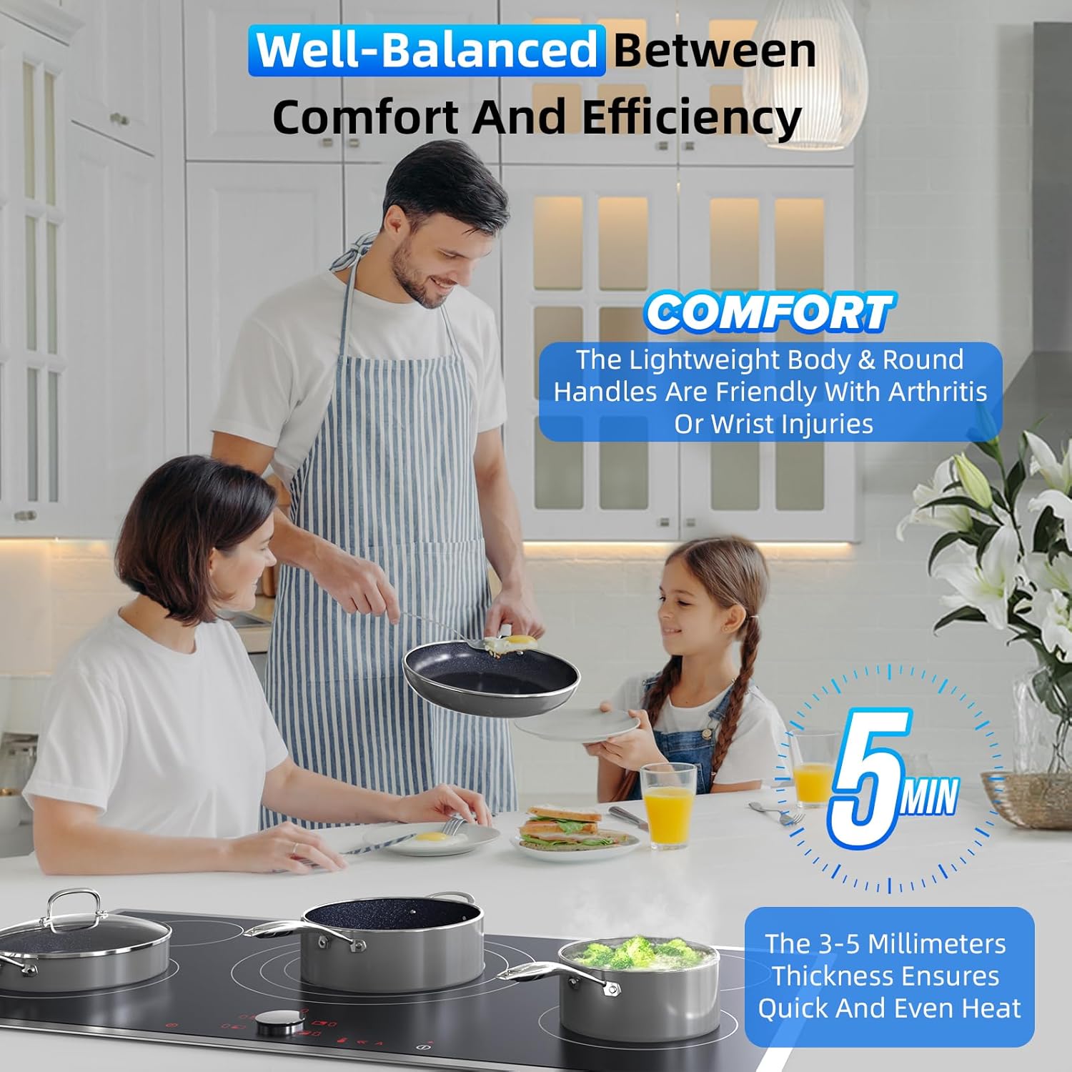 Deluxe DUXANO 14PC Healthy Pots and Pan With 9H Anti-scratch Coating, 2-Layer Non-Stick Ceramic&PFAS Free, Sensitively&Evenly Induction Cooking, Enhanced Flavor with Infrared Cookware, Dishwasher Safe - Image 10