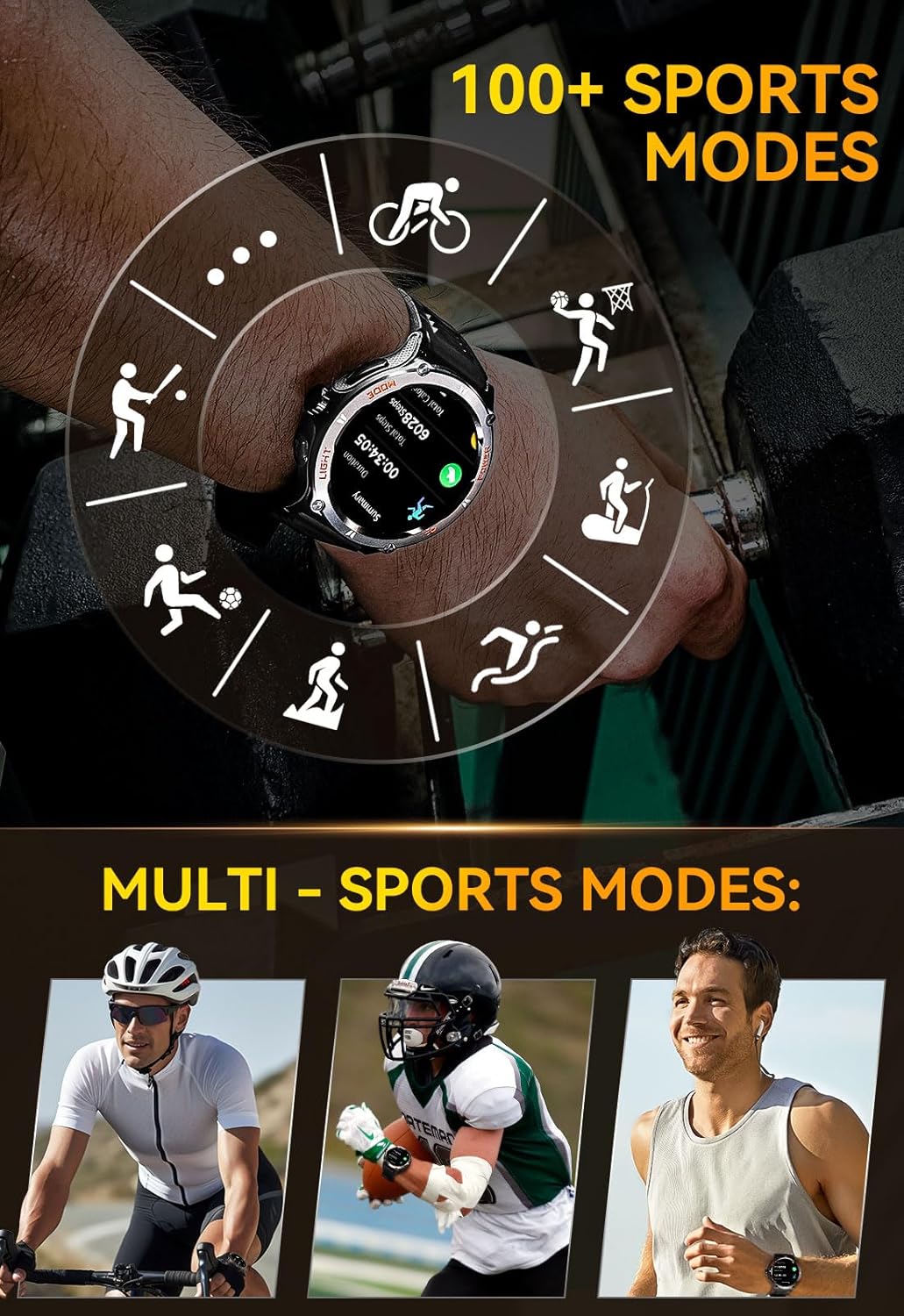 Military Smart Watch for Men with LED Flashlight 500mAh Big Battery Tactical Smartwatch 1.53” Big Screen Rugged Smart Watch 3ATM Waterproof Fitness Tracker with Heart Rate Monitor for iPhone Android - Image 7