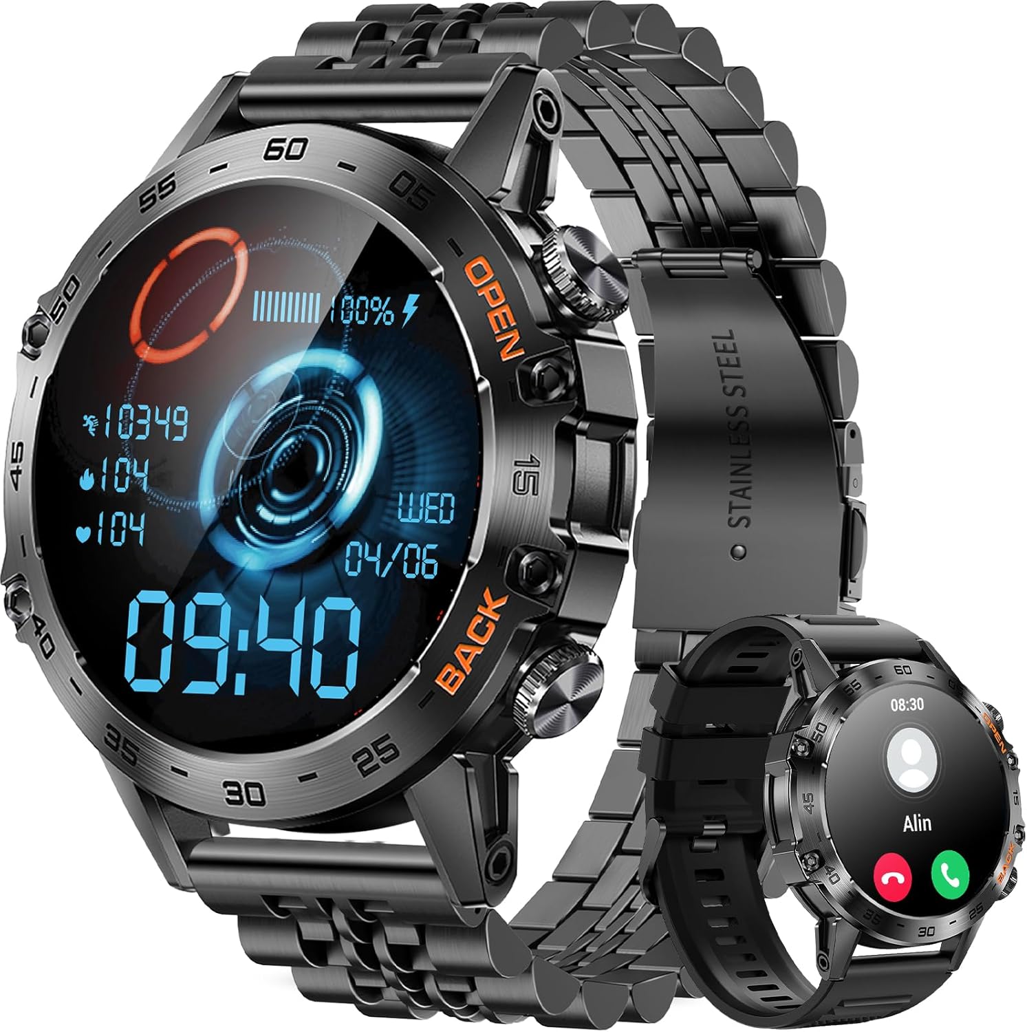 Military Smart Watches for Men(Answer/Make Call), Tactical Smartwatch for Android iOS, 400mAh Battery/Sports Modes - Image 2
