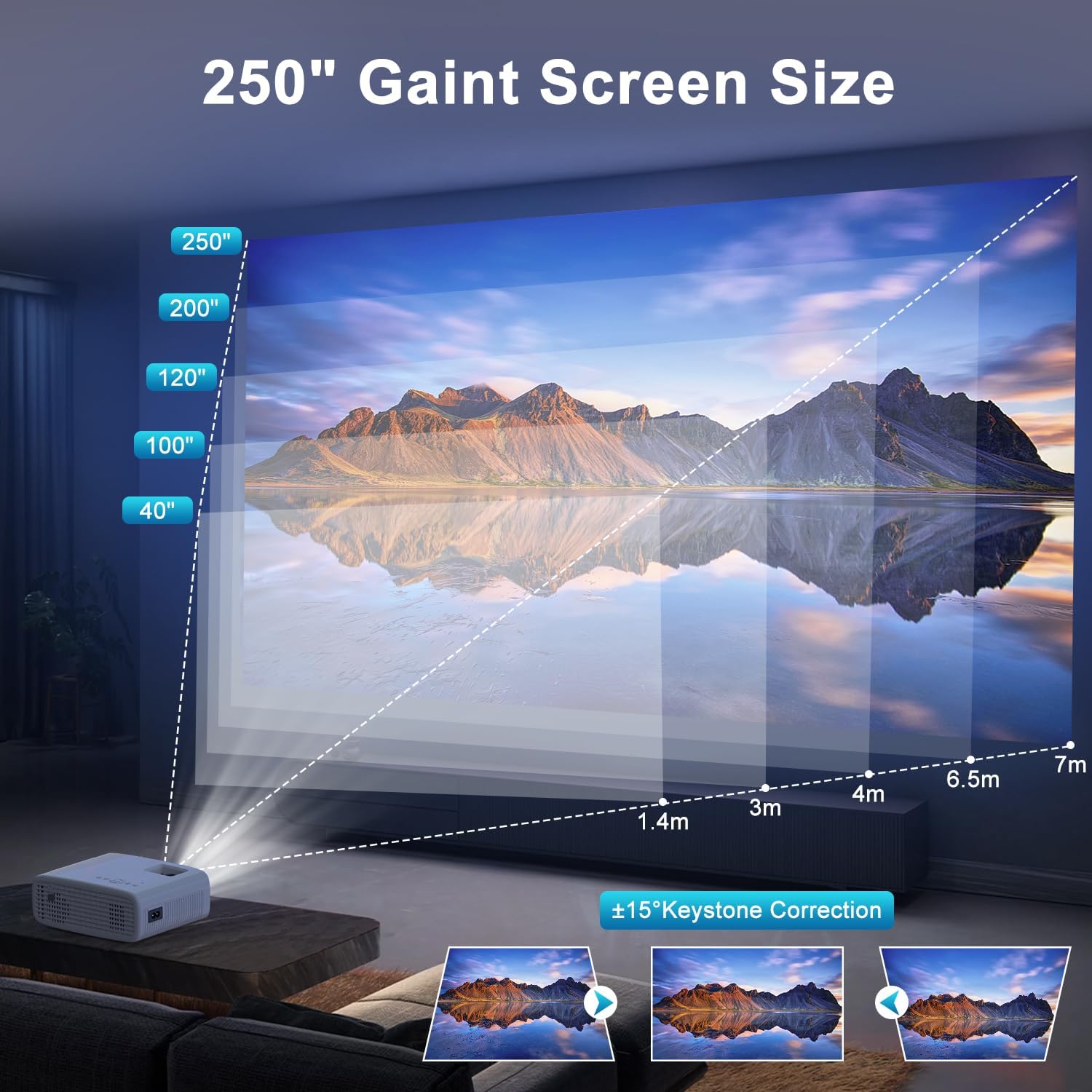 TMY Projector with WiFi and Bluetooth, Native 1080P Mini Projector, Portable Projector wirh 50% Zoom, Compatible with TV Stick/Phone/PC/DVD/HDMI/USB/TF, Movie Projector for Home Bedroom - Image 7