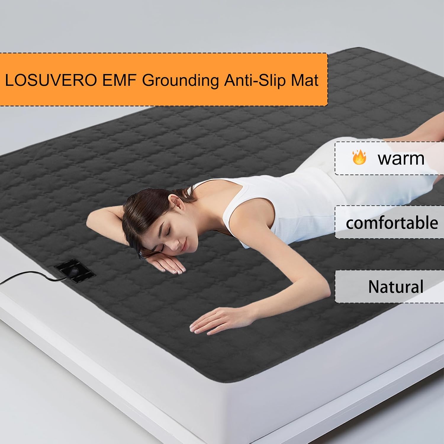 Grounding Anti-Slip Mat Pad,Grounding Sleep Sheet with 15ft, Silver Fiber Fabric Sleep Mats,Conductivity Design,Improve Sleep and Promote Wellness Grounding kit Set (Grey, 25 * 35in) - Image 6