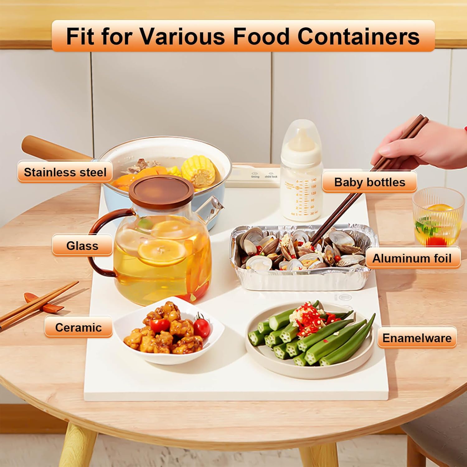 Food Warming Mat,Full Surface Heat Electric Warming Tray,5 Temp-Settings Warming Mat for Food,Portable Silicone Food Warmer Mat with Handle,Food Warming Mat for Buffet,Parties,Gatherings - Image 6