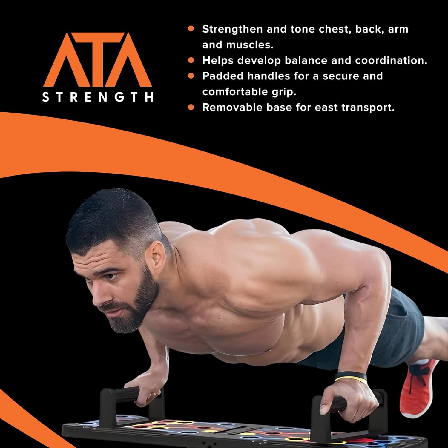 ATA-Strength Heavy-Duty 15-in-1 Foldable Push Up Board for men and women with Adjustable Grip Strengthener, skipping Rope, and 3 Resistance Bands Comprehensive Home Workout System for Targeted Muscle Training and Enhanced Grip Strength - Image 8