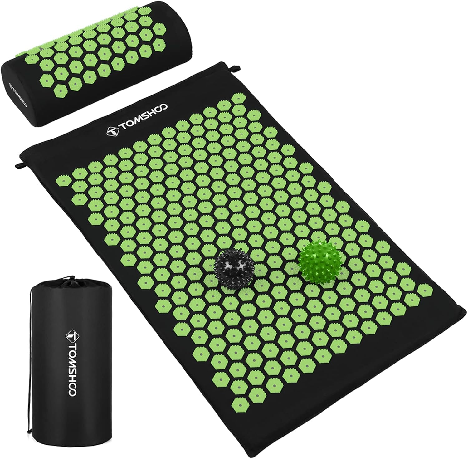 TOMSHOO Acupressure Set, Acupressure Mat and Pillow with 2pcs Massage Balls- Pain Relief Therapy Muscle Back Neck with Travel Bag for Men and Women - Image 2