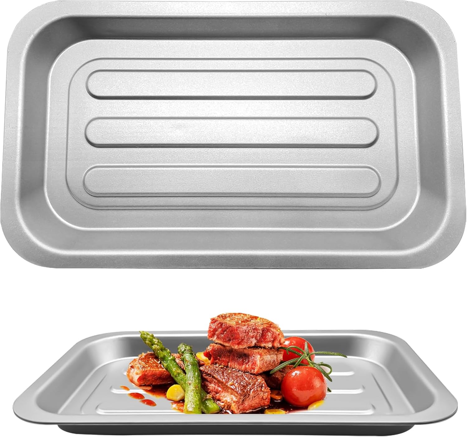 Air Fryer Drip Pan for Emeril Lagasse Dual Zone 360 Air Fryer Oven 25 QT Extra Large, 11.5''×6.7'' Steel Air Fryer Tray Accessories Crisper Plate Grill Pan Replacement Parts Rack - Image 2