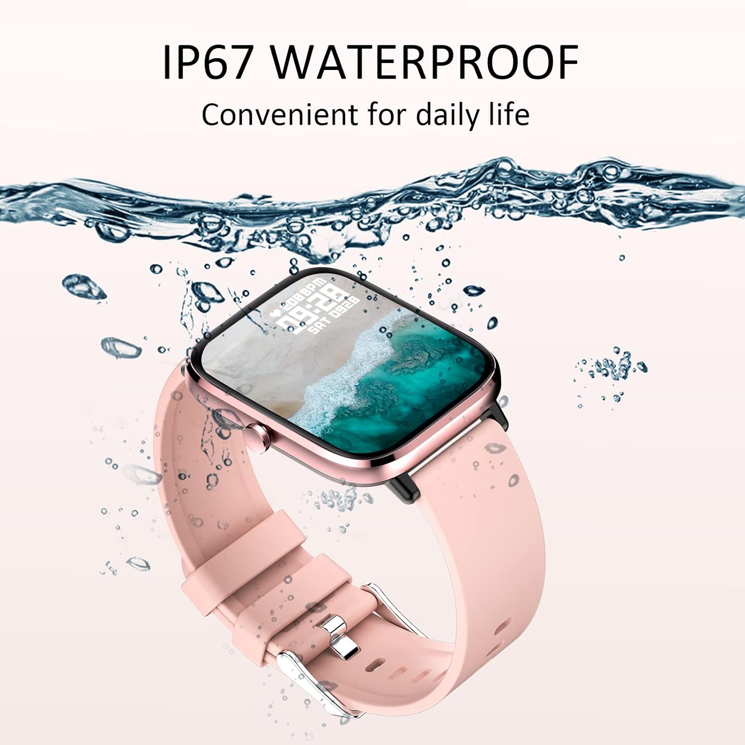 Smartwatch for Women - Call, Fitness Tracker, Heart Rate & Sleep Monitor, 1.69" Touch Screen, Waterproof - For Android & iPhone, Pink - Image 7