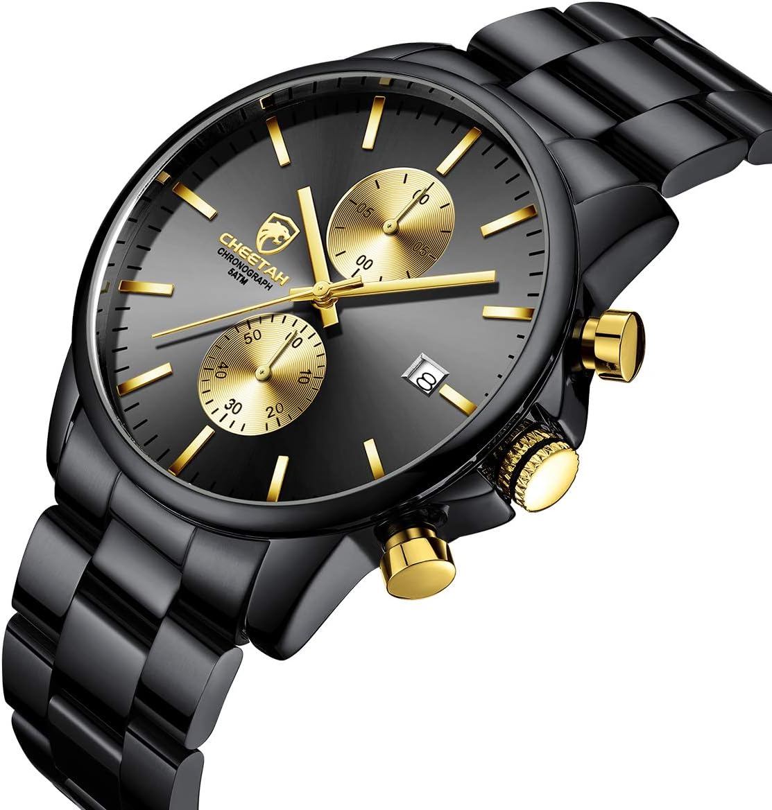 GOLDEN HOUR Fashion Business Mens Watches with Stainless Steel Waterproof Chronograph Quartz Watch for Men, Auto Date - Image 3