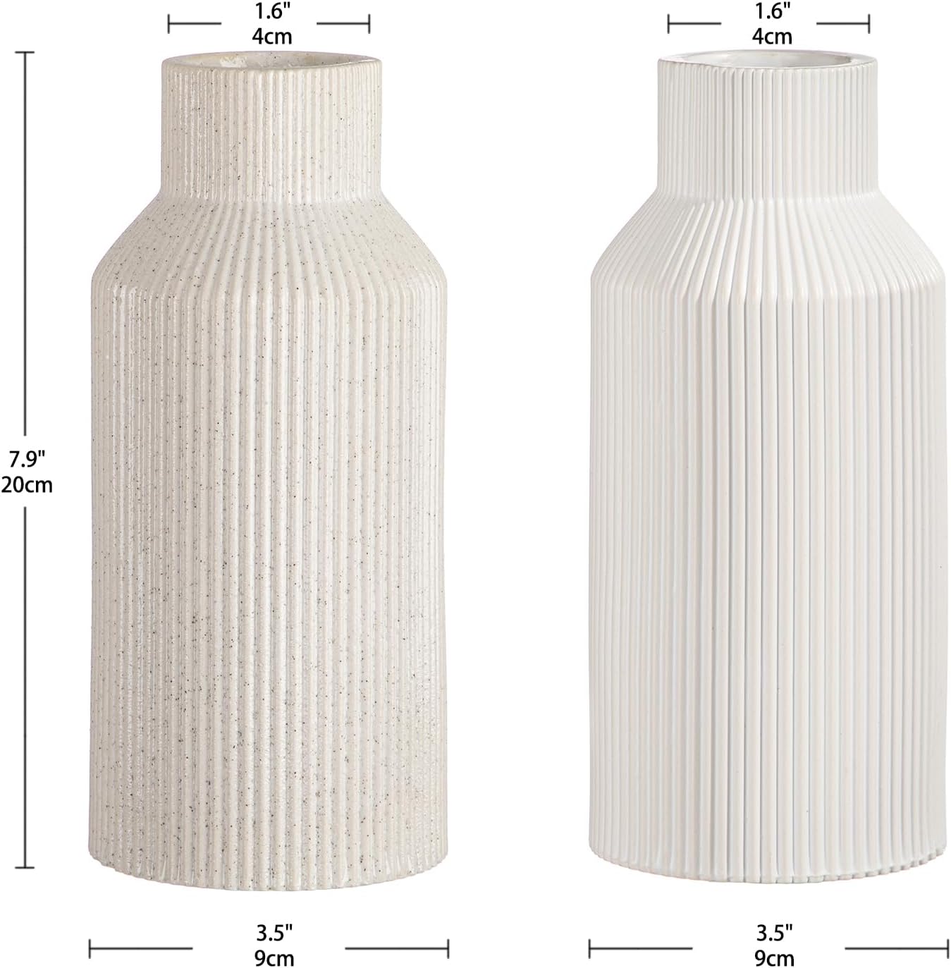 Briful White Ceramic Vase Set of 2, Modern Decorative Flower Vase for Home Decor, Minimalist Boho Vases Centerpiece for Table Shelf Home Farmhouse Decorations - Image 3